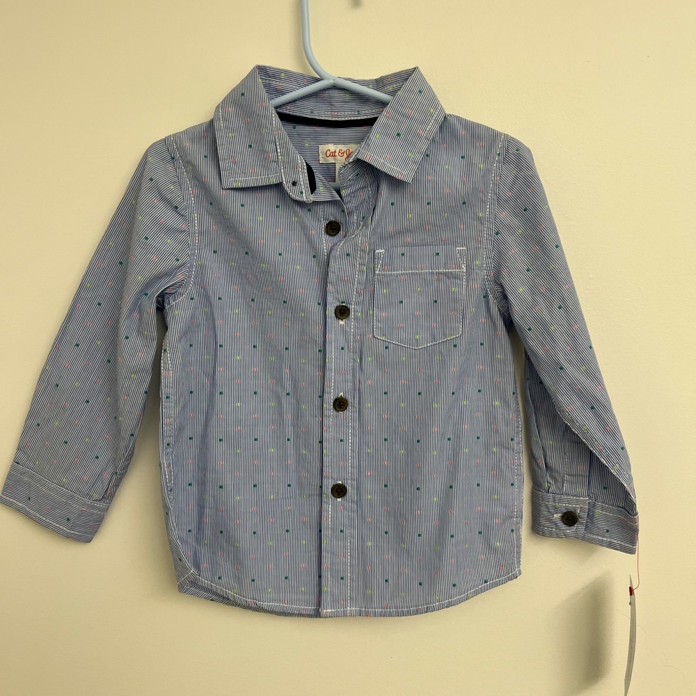 Cat and Jack Boys Polka-Dot Button Down Dress Shirt